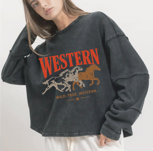 Western Raw Hem Long Sleeve