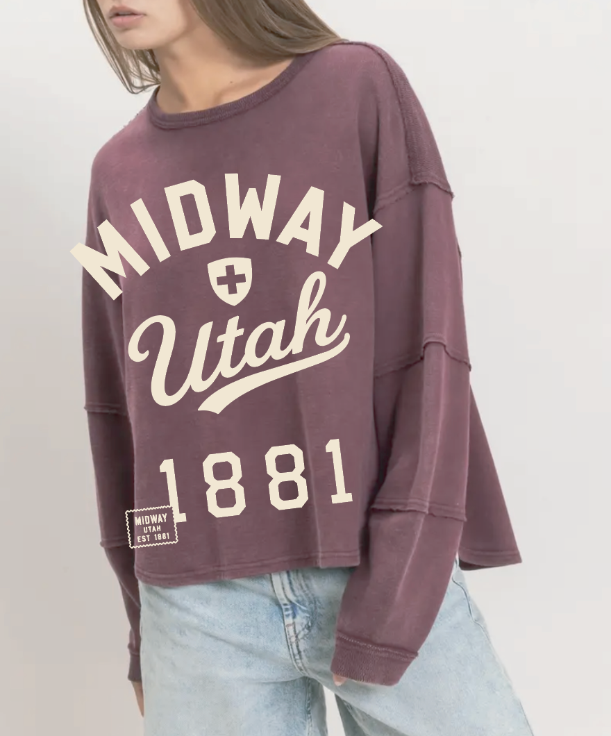 Midway 1881 Purple Raw Hem Long Sleeve