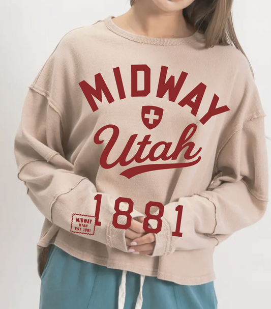 Midway 1881 Cream Raw Hem Long Sleeve
