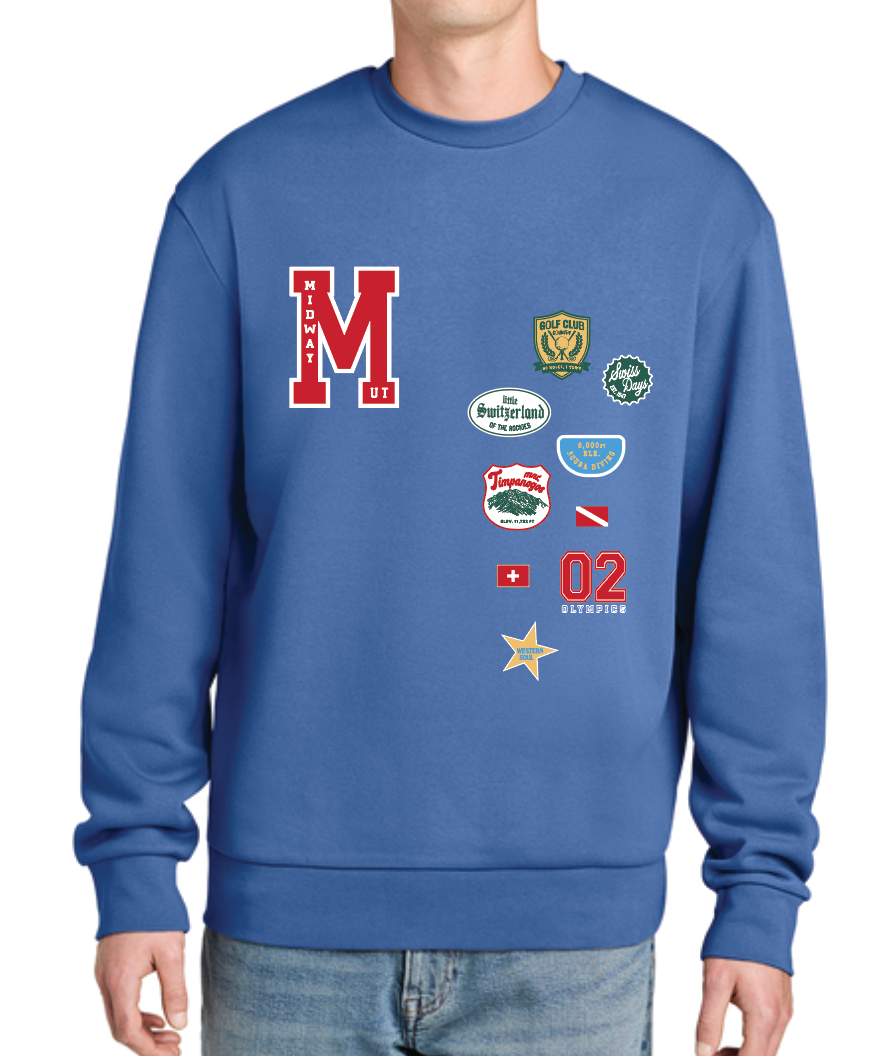 Midway Patches Blue Fleece Crew