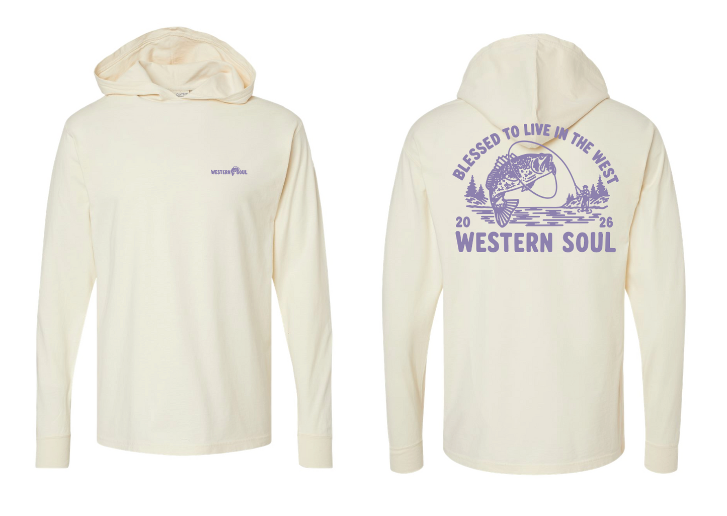 Fishing Cream Hooded Long Sleeve