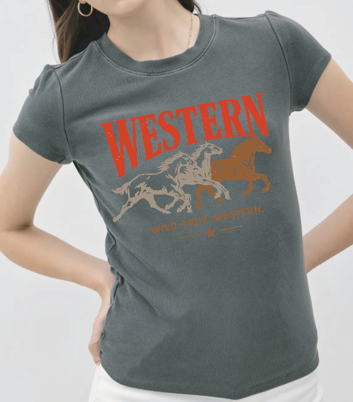 Western Ribbed Baby Tee