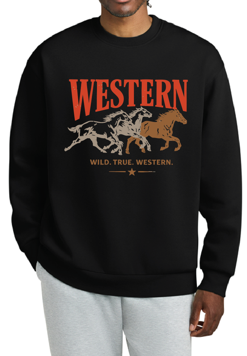 Western Black Fleece Crew
