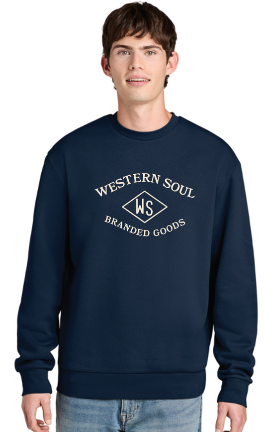 Western Diamond Navy Fleece Crew