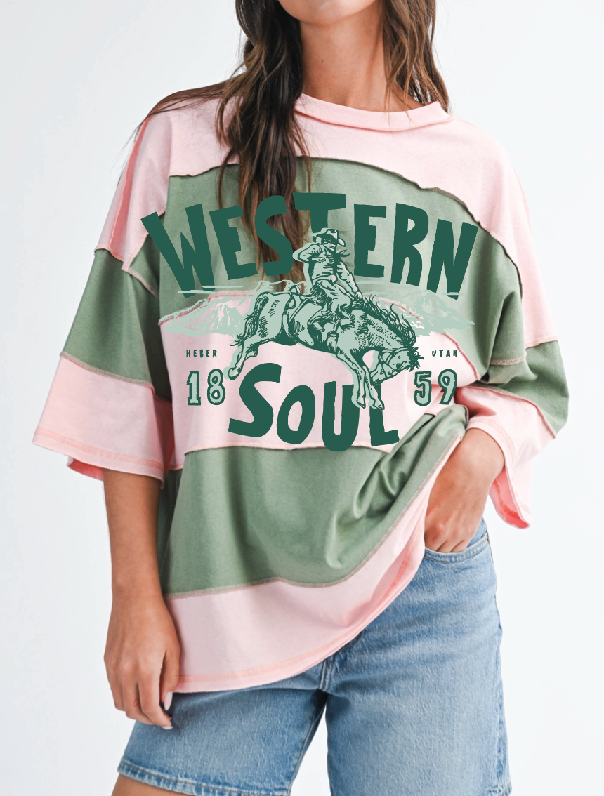 Timp Cowboy Pink Boxy Striped Long Sleeve