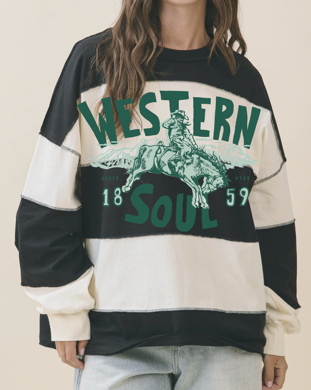 Timp Cowboy Black Boxy Striped Long Sleeve