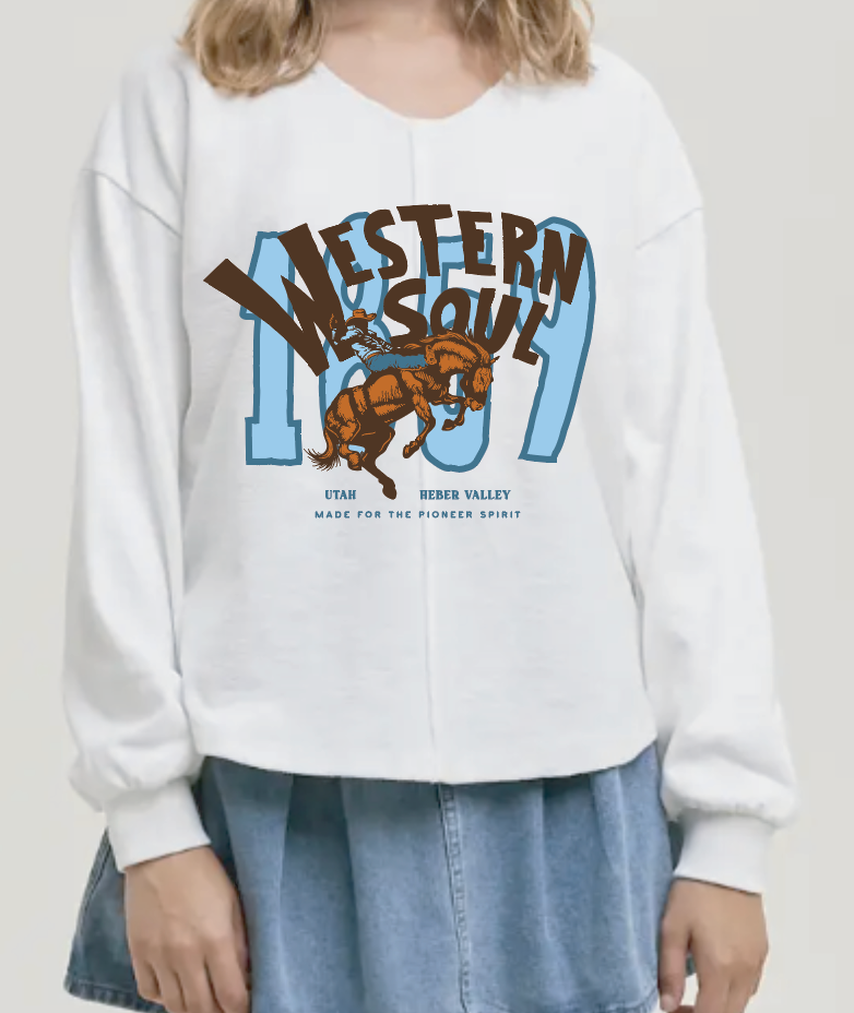 1859 Taupe White V Neck Long Sleeve