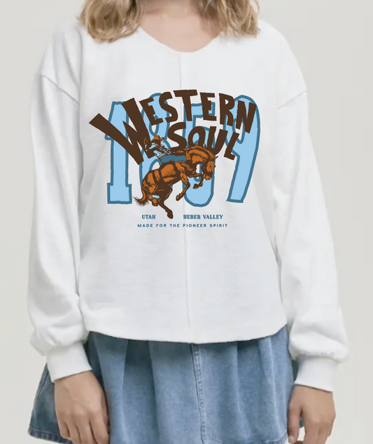 1859 Taupe White V Neck Long Sleeve