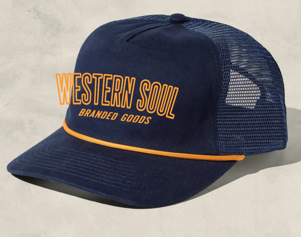 Outline Letter Navy/Gold Rope Hat
