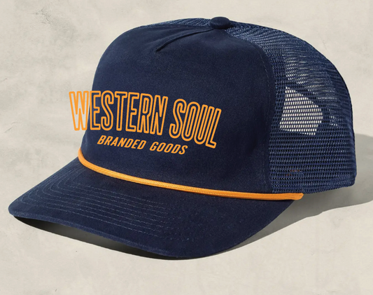 Outline Letter Navy/Gold Rope Hat