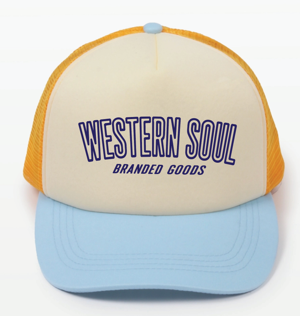 Outline Letter Blue Yellow Foam Hat