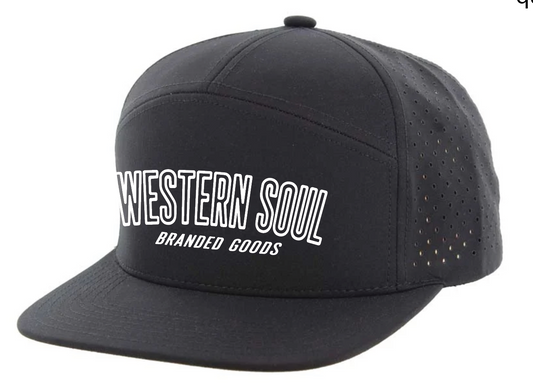 Outline Letter Black 7 panel Hat